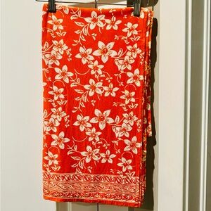 Hawaiian print tangerine colored beach wrap